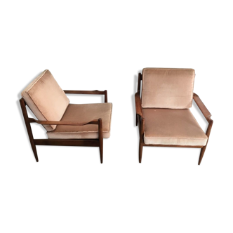 Pair of wooden armchairs