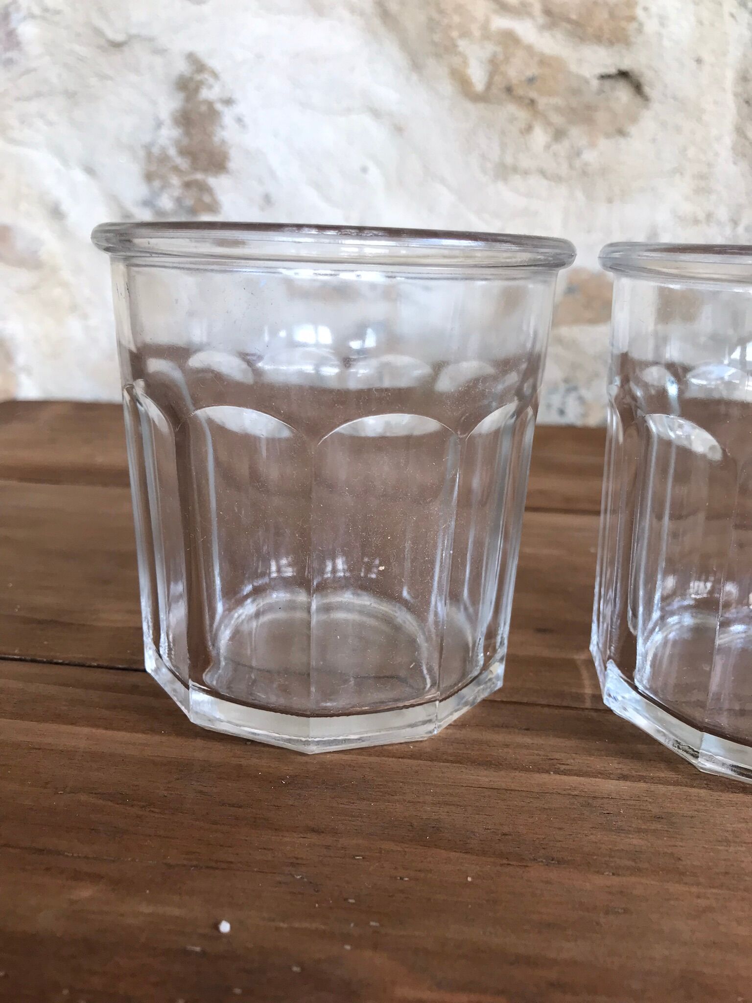 Set of 3 old jam glass jars