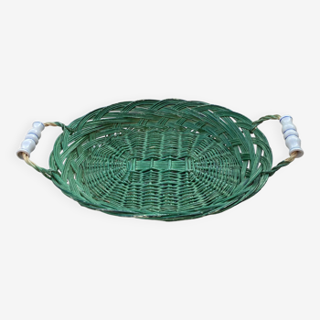 Green wicker basket