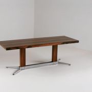 Table basse vintage en palissandre et métal brossé, 1960s