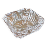 Cendrier vintage en verre taillé – forme carrée et décor étoilé