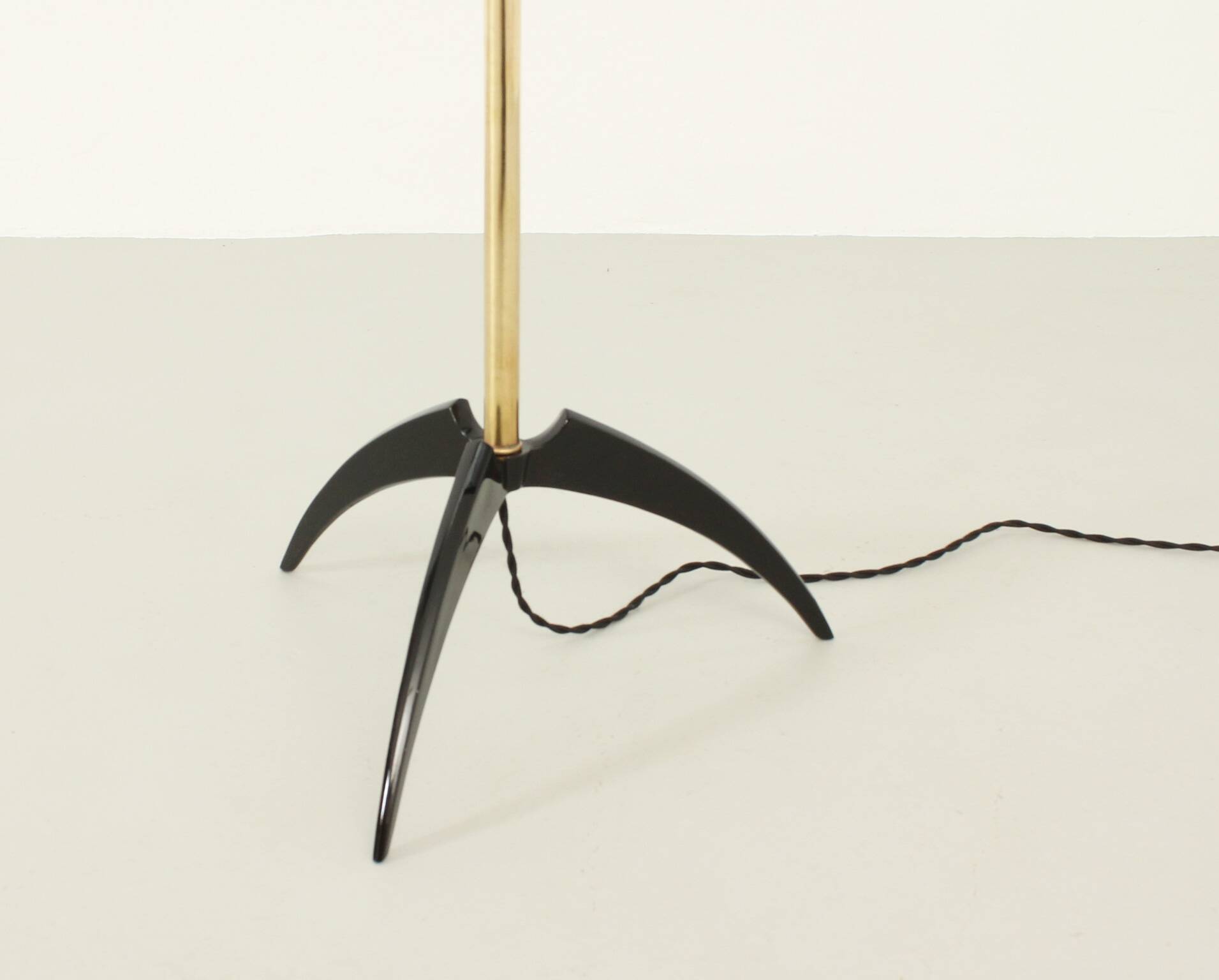 Brass and lacquered metal floor lamp, Spain, 1950s