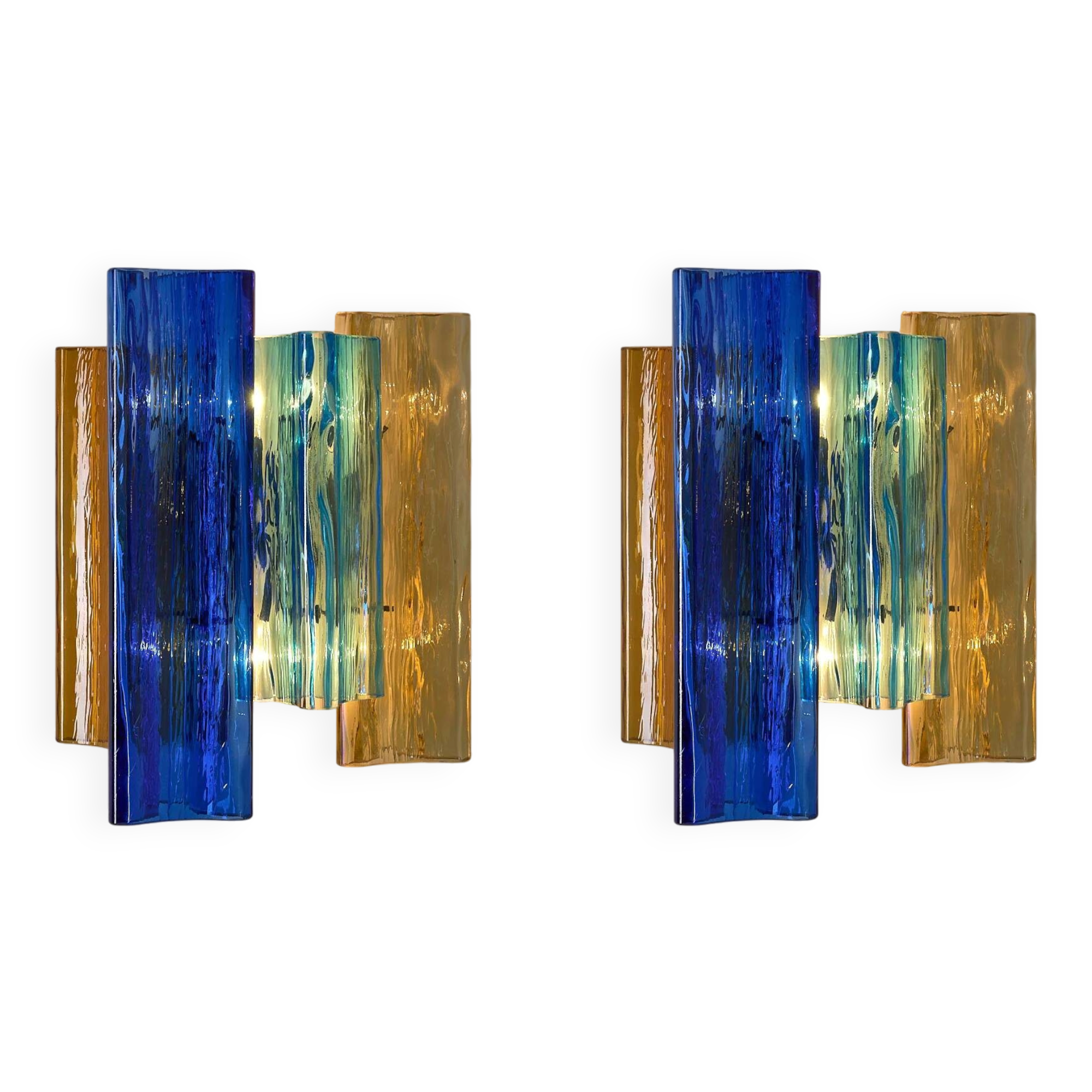 Paire d'appliques en verre de Murano multicolores par Salviati & Co., Italie, vers 1940