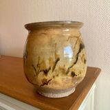 Antique glazed terracotta pot from the 19th century.