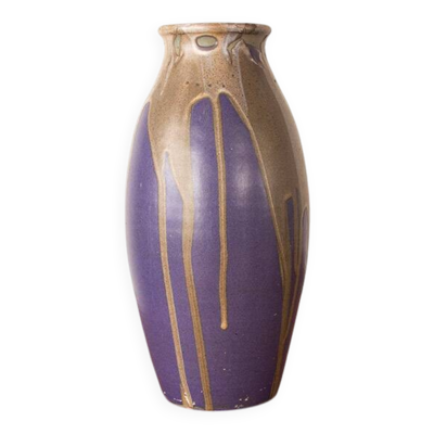 Grand vase Art-Déco céramique émaillée, par Léon Pointu, Grès de Puisaye.