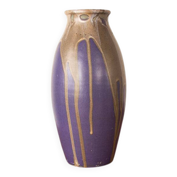Grand vase Art-Déco céramique émaillée, par Léon Pointu, Grès de Puisaye.