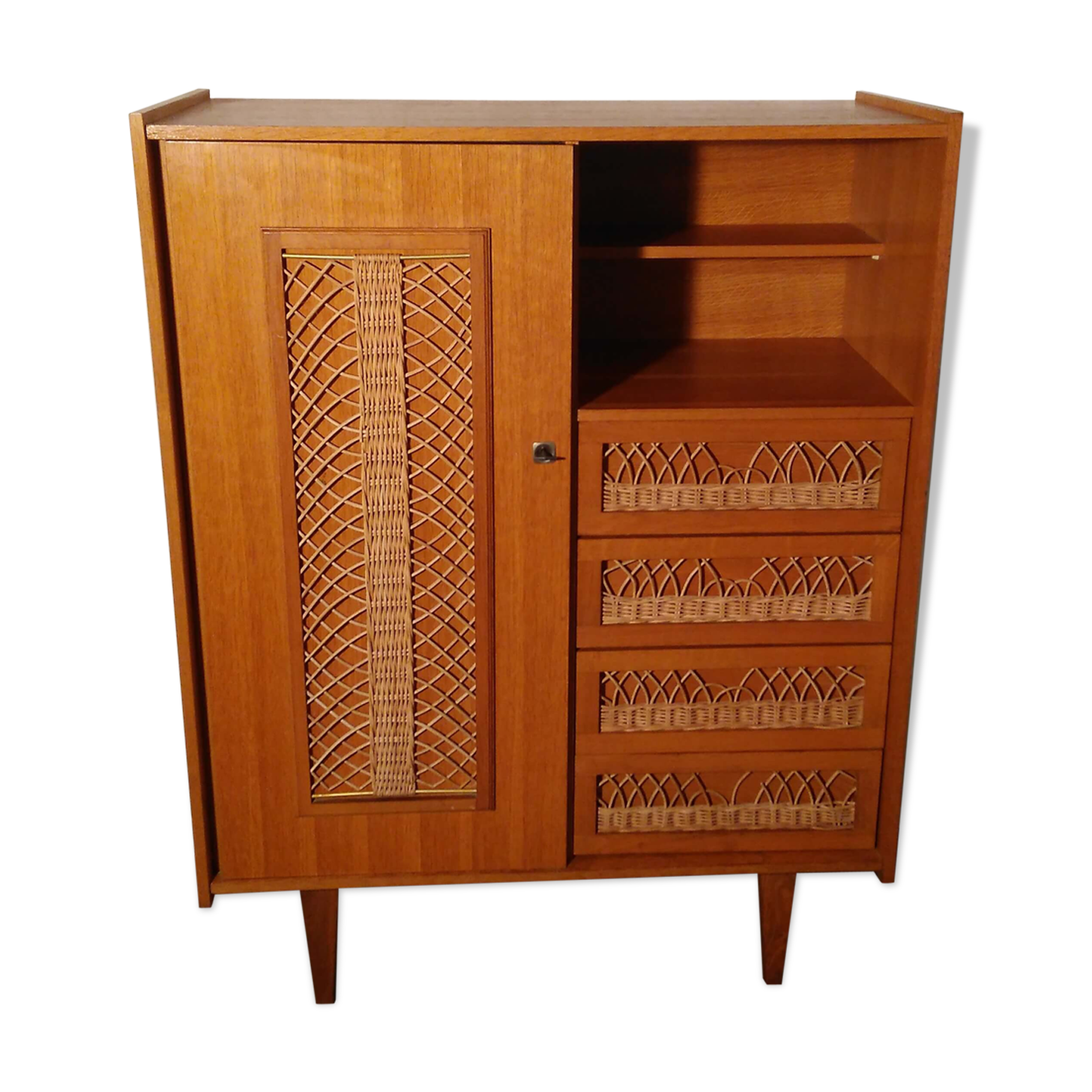 Vintage rattan wardrobe