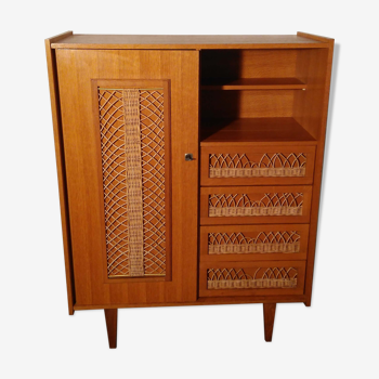 Vintage rattan wardrobe