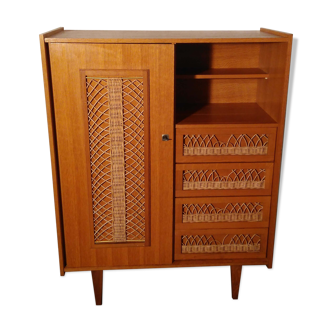 Vintage rattan wardrobe