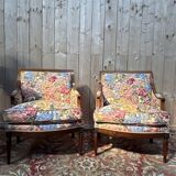 Pair of large armchairs in Louis XVI - Neoclassical style