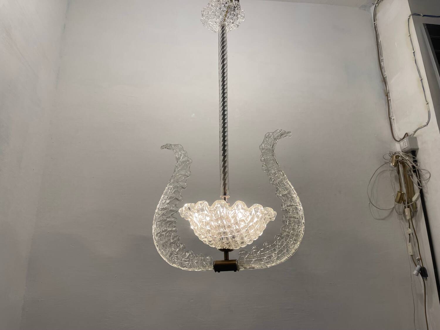 Barovier Murano Glass Pendant Light, Italy, 1940s