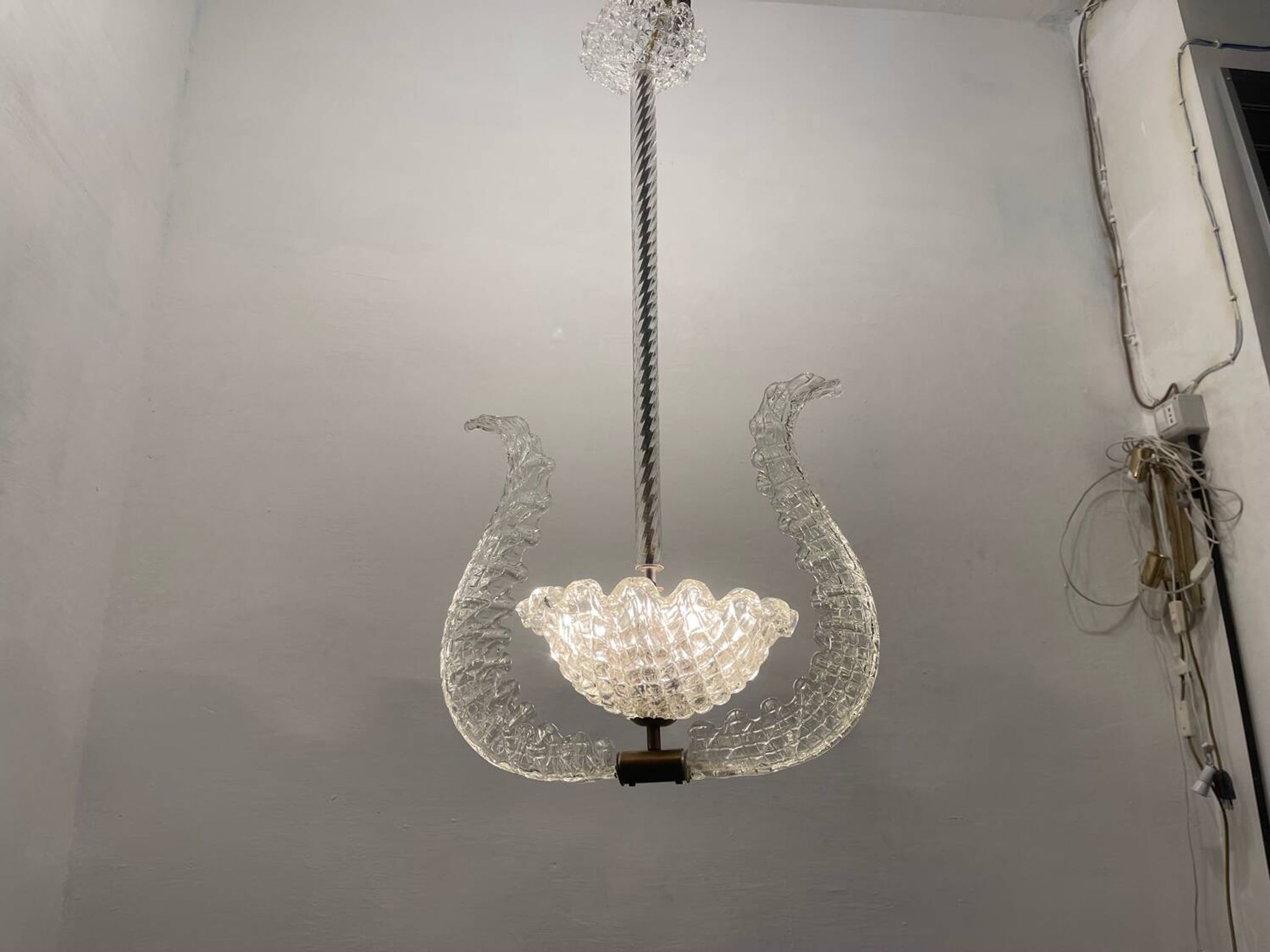 Barovier Murano Glass Pendant Light, Italy, 1940s