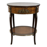 Louis XV style transitional pedestal table in cube marquetry