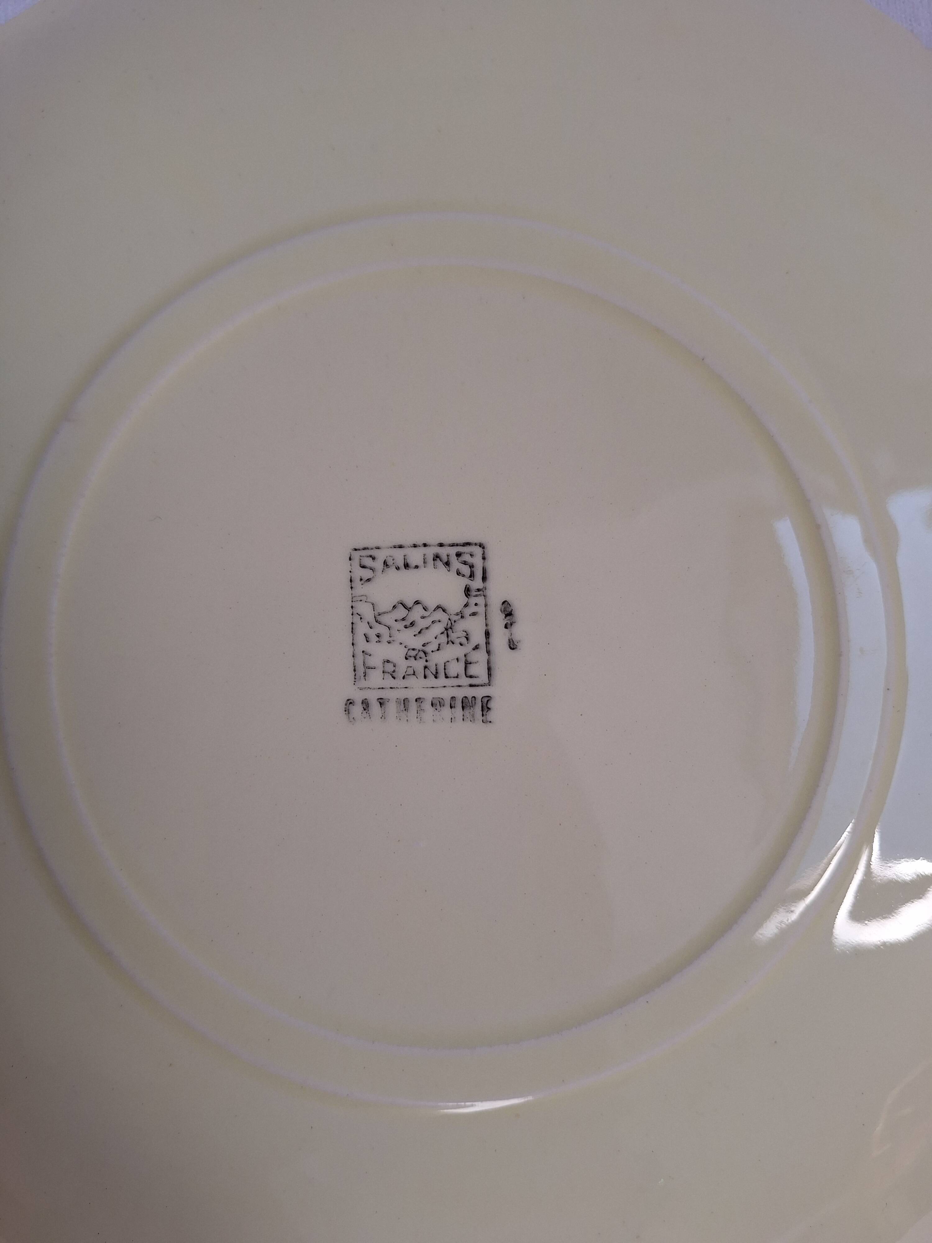 Vintage yellow orange and white dinner plates