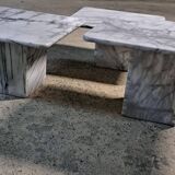 Trio vintage nesting coffee table square marble carrara calacatta white italian