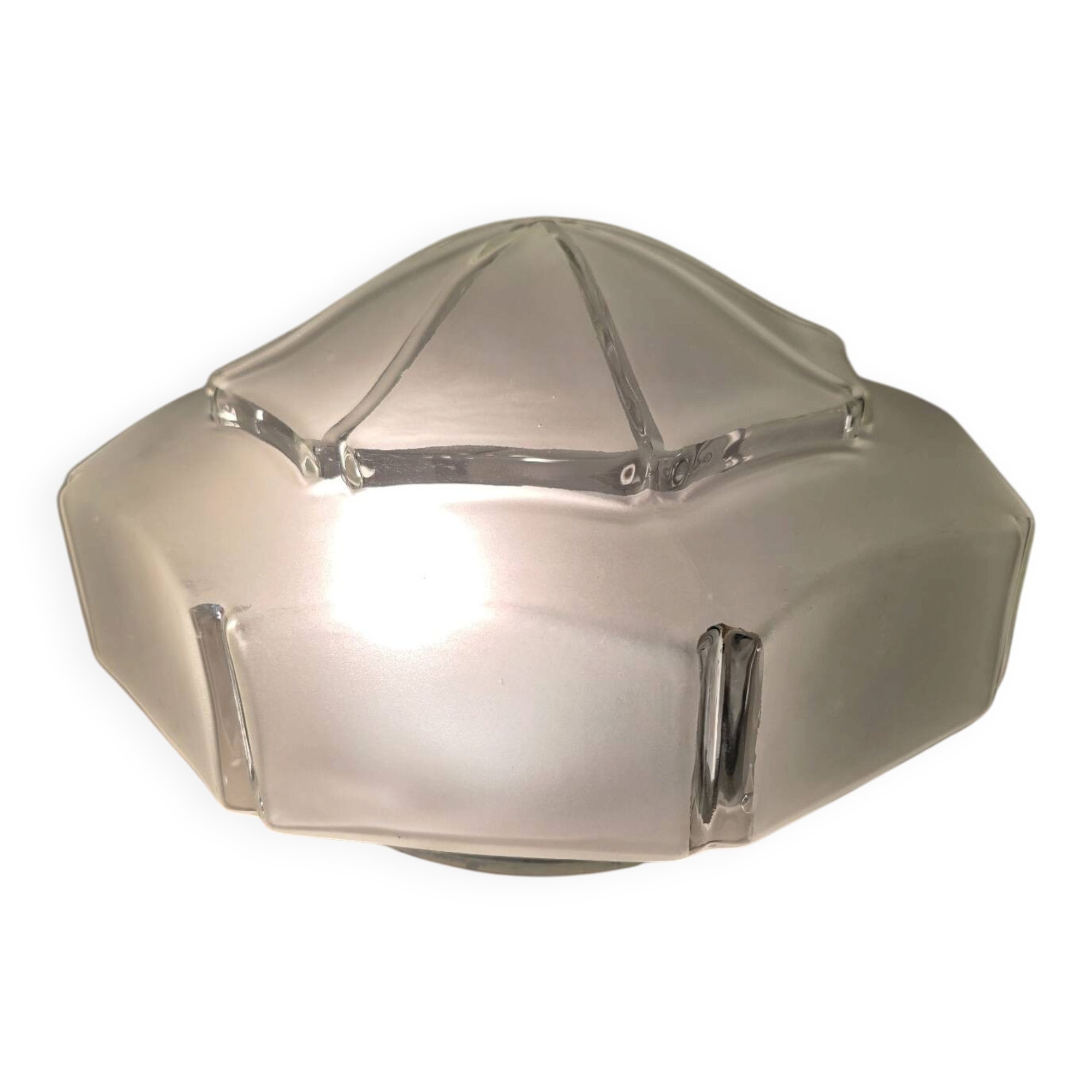 Art Deco ceiling light in frosted glass, pointed.