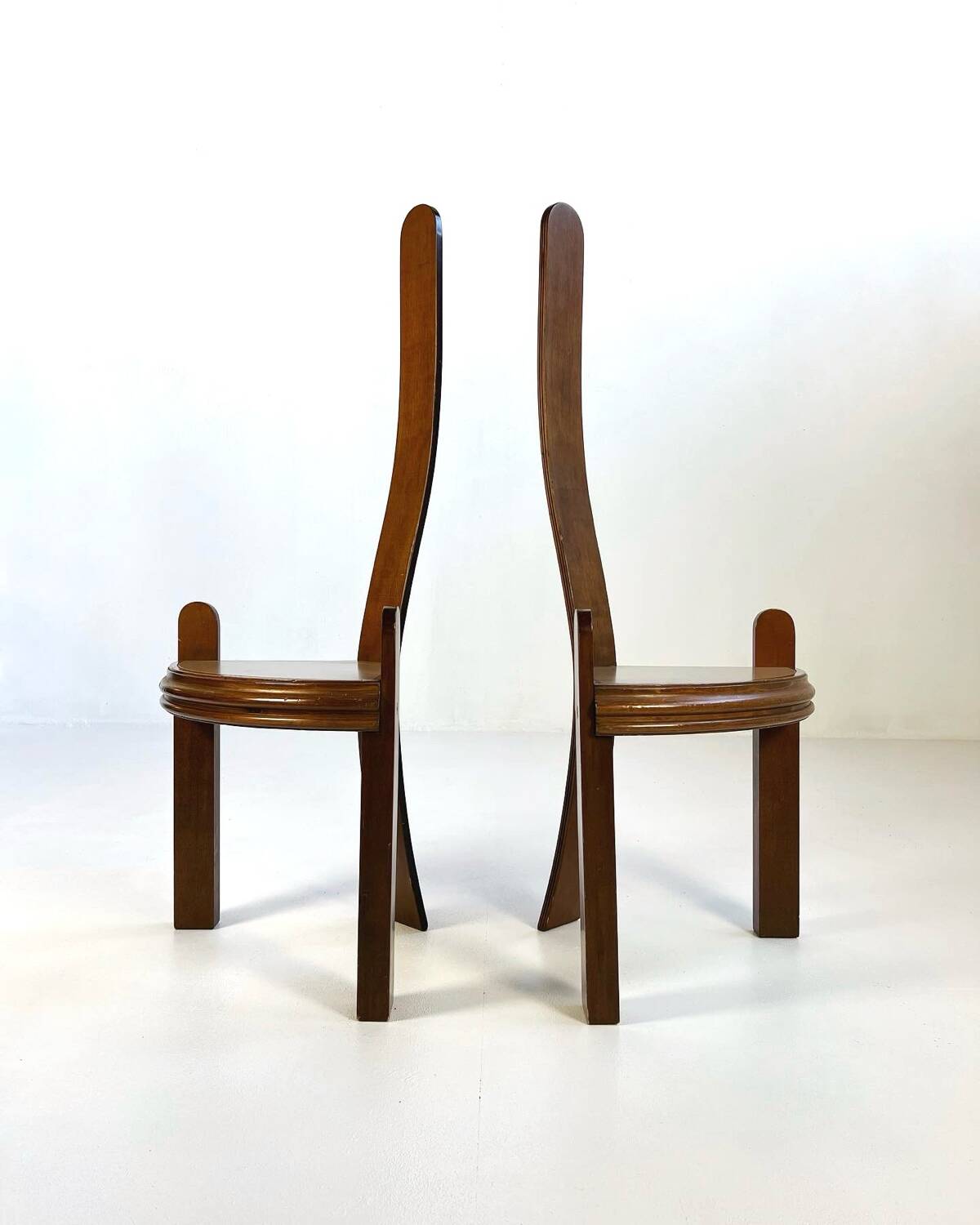 Vintage handmade chairs with curved wood