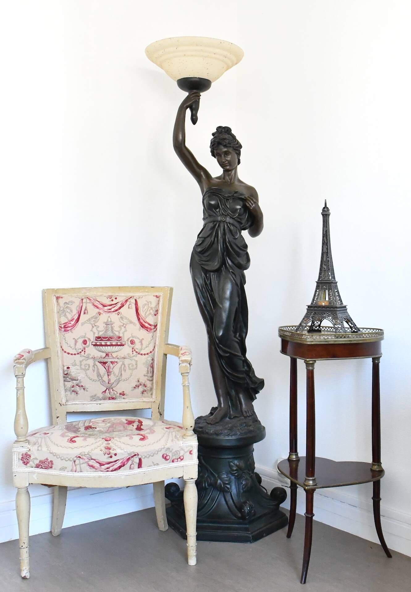 Lampe Sur Pied Personnage Baroque Grec Antique - 170 Cm - LED Neuf - Style Ancien