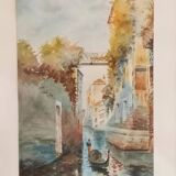 Paire d'anciennes aquarelles. Venise. Signées, datées 1912.