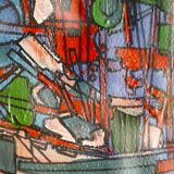 framed painting "red boats" signed