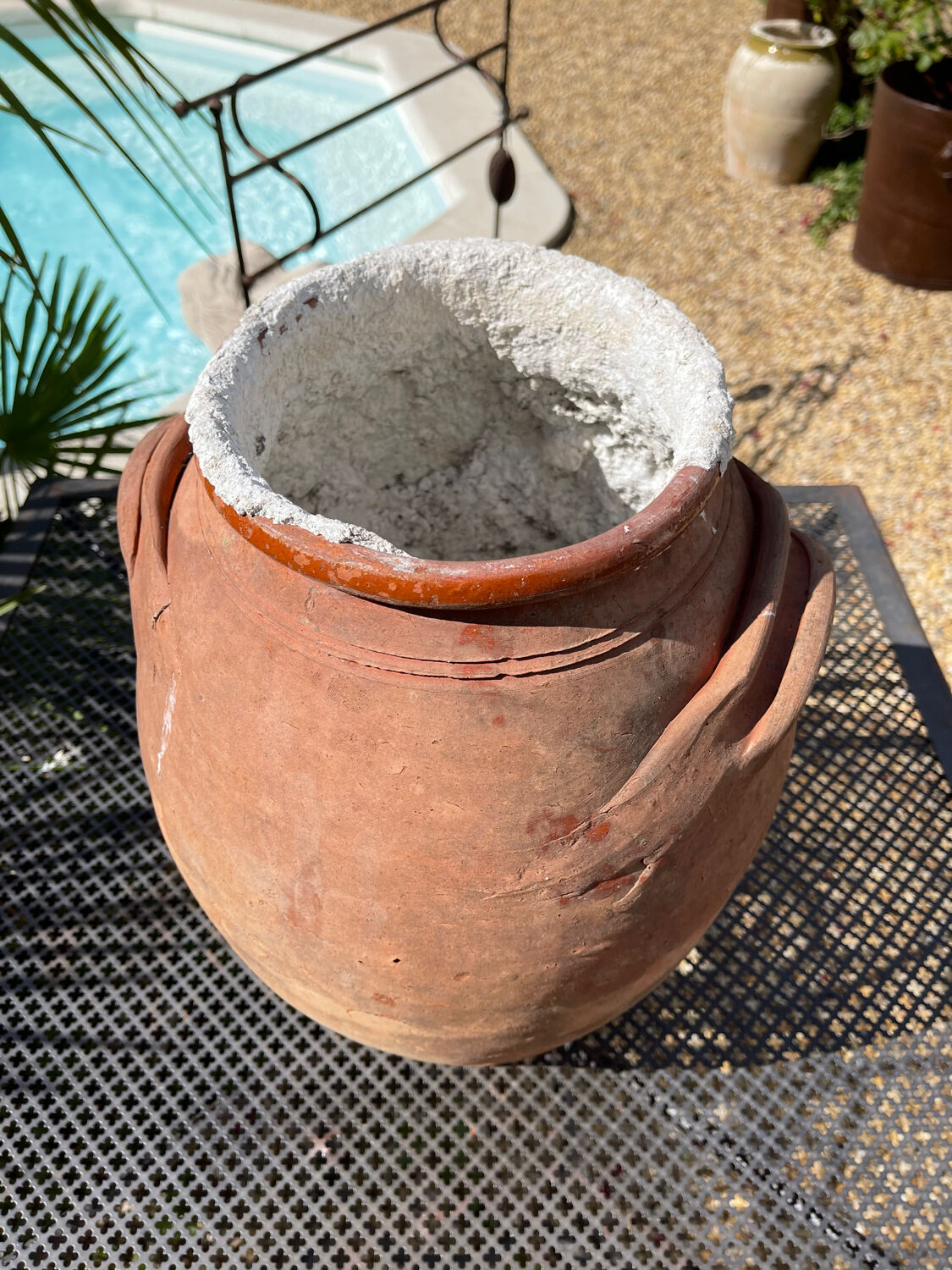 Ancient terracotta pottery jar
