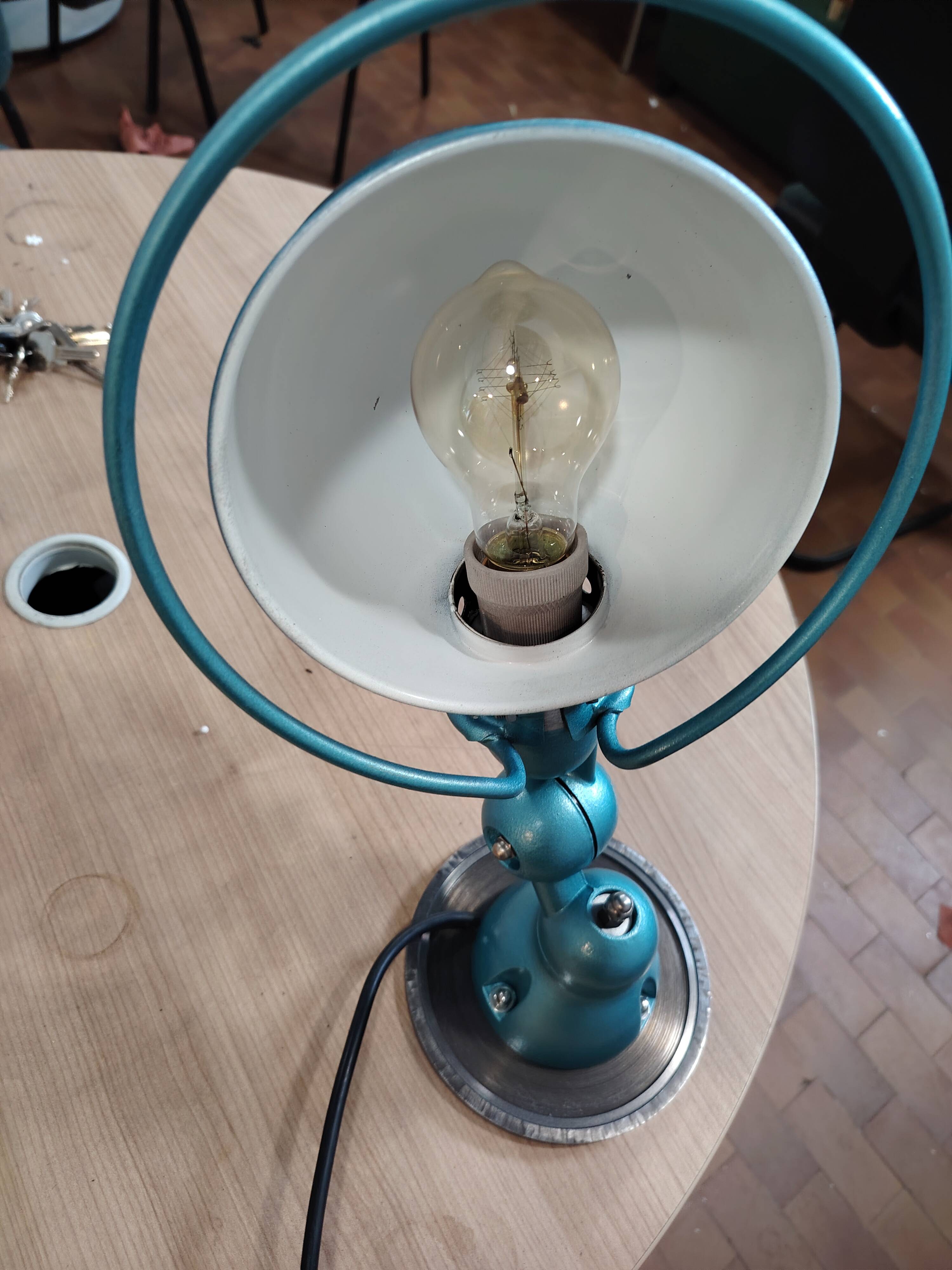 Green Jielde workshop lamp.