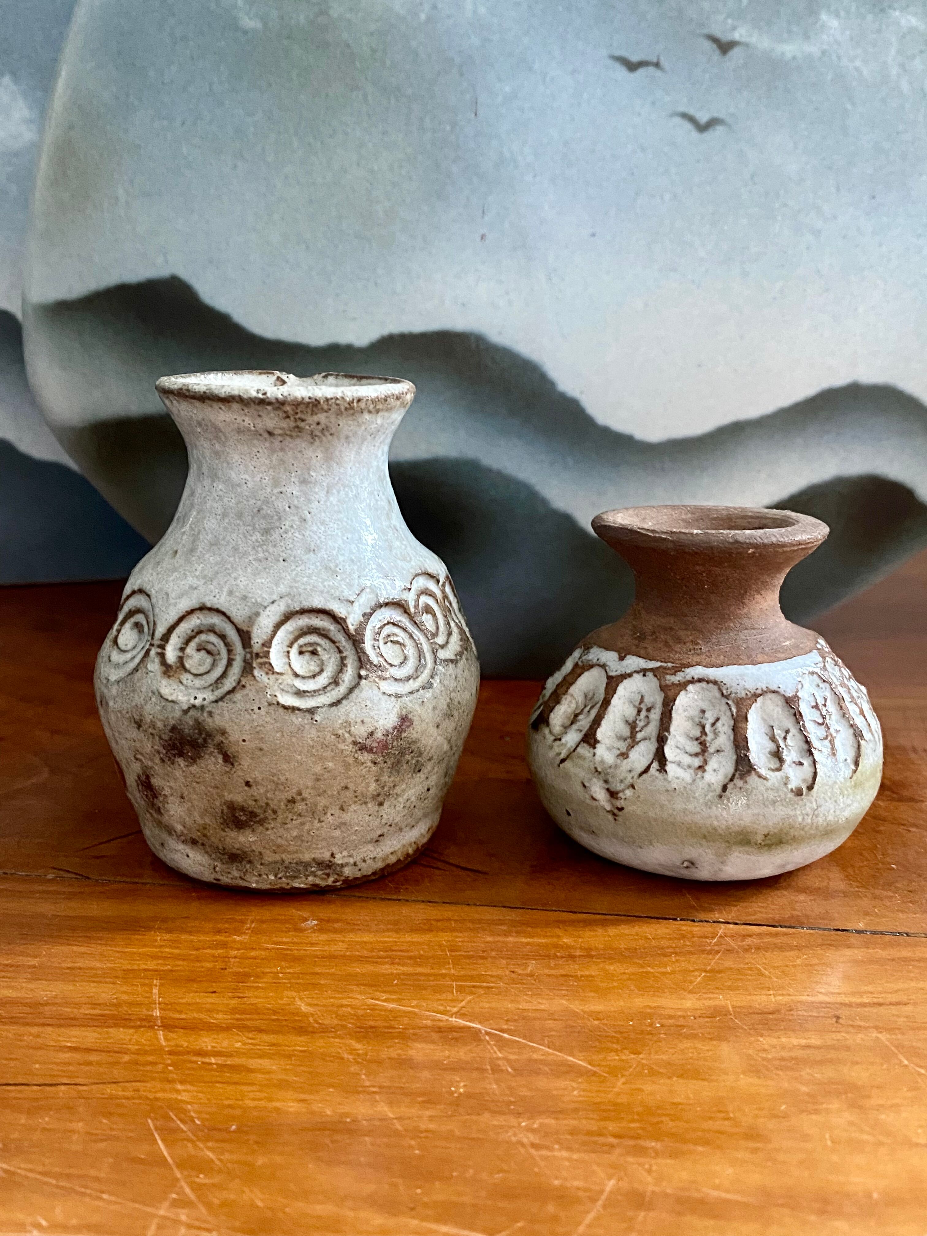 Flat cup and 2 mini ceramic vases Albert Thiry Vallauris