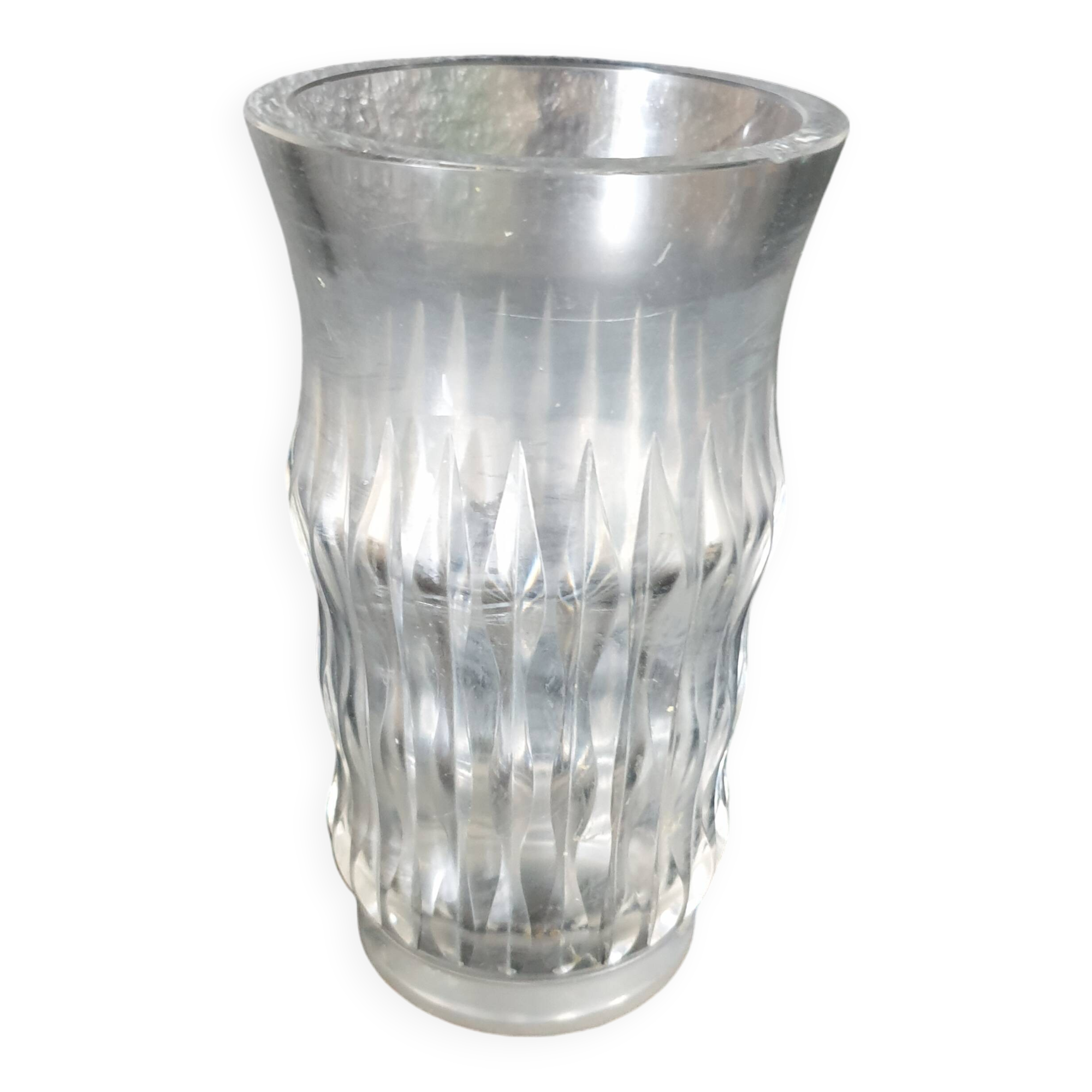 Old Art Deco Style Vase in Crystal Glass Signed Daum Cross of Lorraine and France