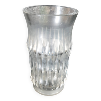 Ancien Vase Style Art déco en verre de cristal signé daum croix de lorraine et france
