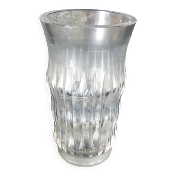 Ancien Vase Style Art déco en verre de cristal signé daum croix de lorraine et france