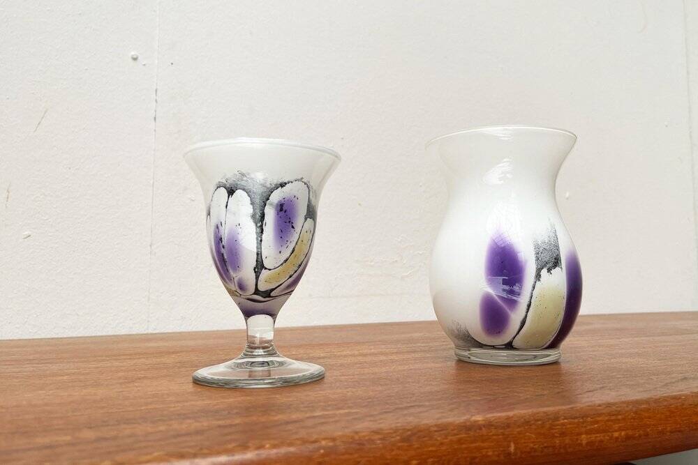 Vintage German glass vase and cup by Hans Jürgen Richartz for the Richartz art collection, set of 2.