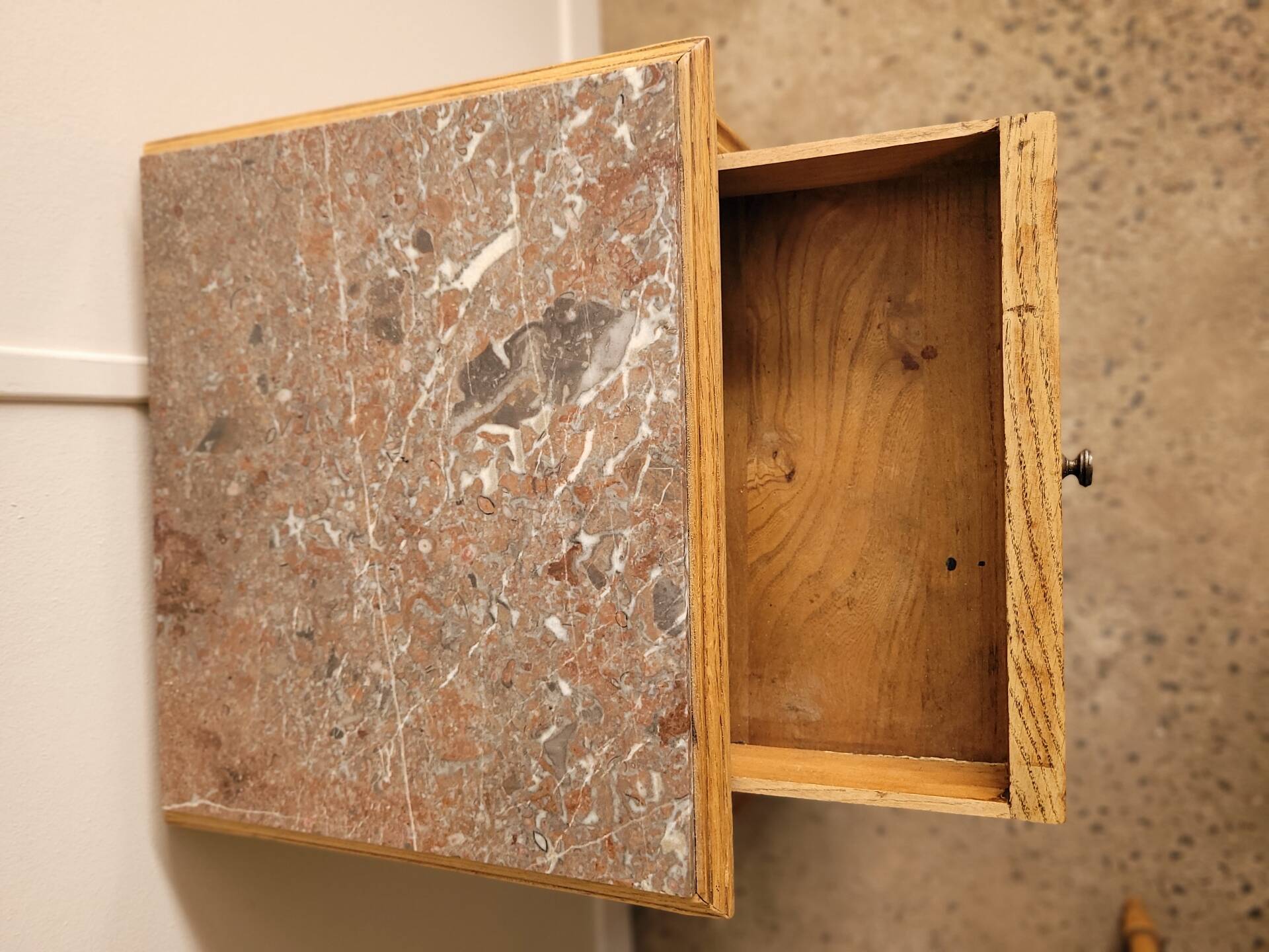 Wooden bedside table in Art Deco style
