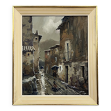 José Colomer: oil on canvas seen from a street in Gerona, Spain circa 1960