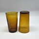 Set of 12 ochre oiglasses in bubbled blown glass