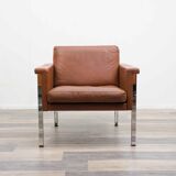 Leather armchair, 1970s, manufacturer Sitag, cognac brown leather.