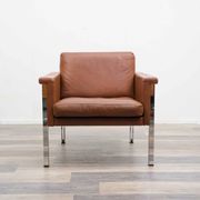 Leather armchair, 1970s, manufacturer Sitag, cognac brown leather.