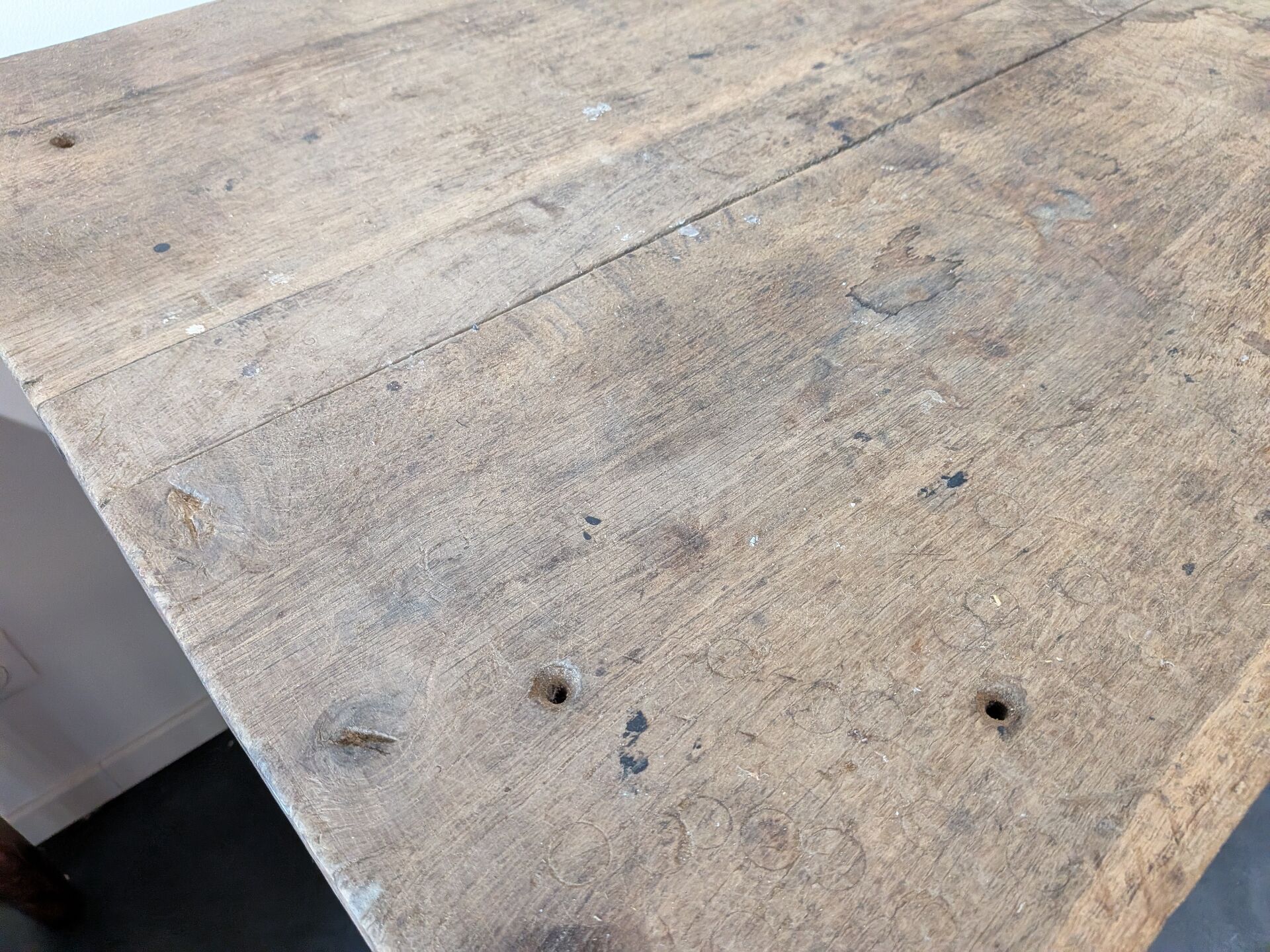 Double jeweller's workbench in solid oak, 18 drawers, early 20th century.