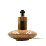 Hollywood regency pink granite and brass table lamp base, Italy 1970 ca.