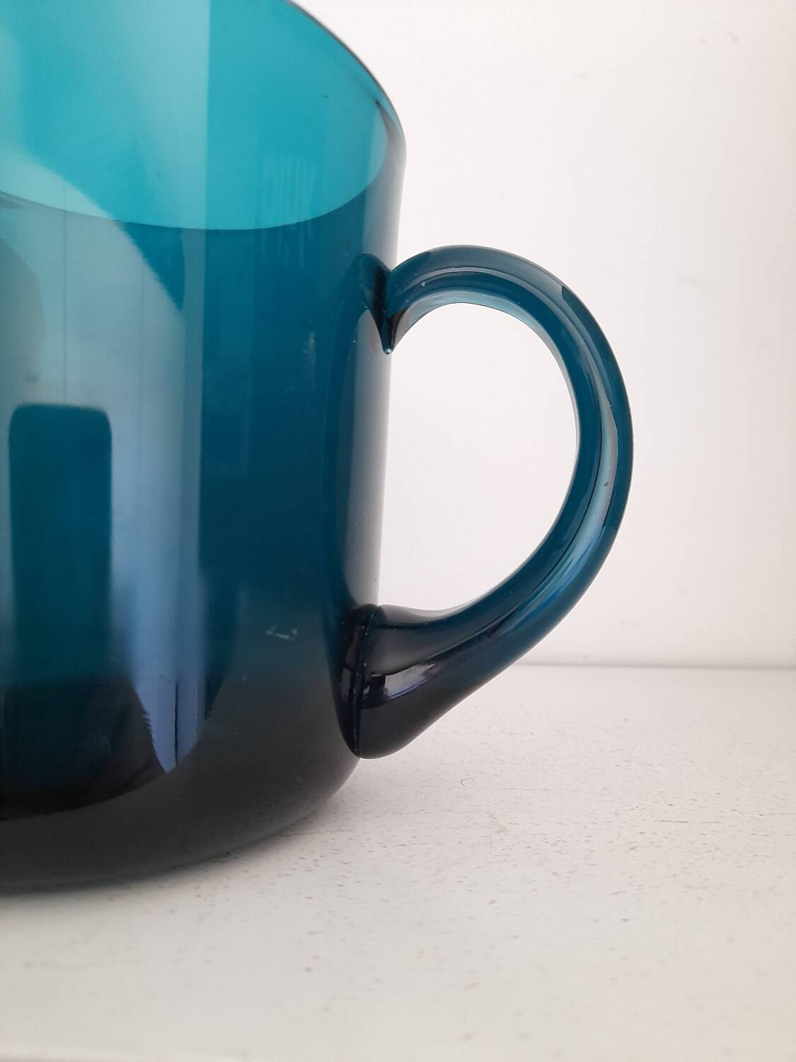 Petrol blue glass carafe