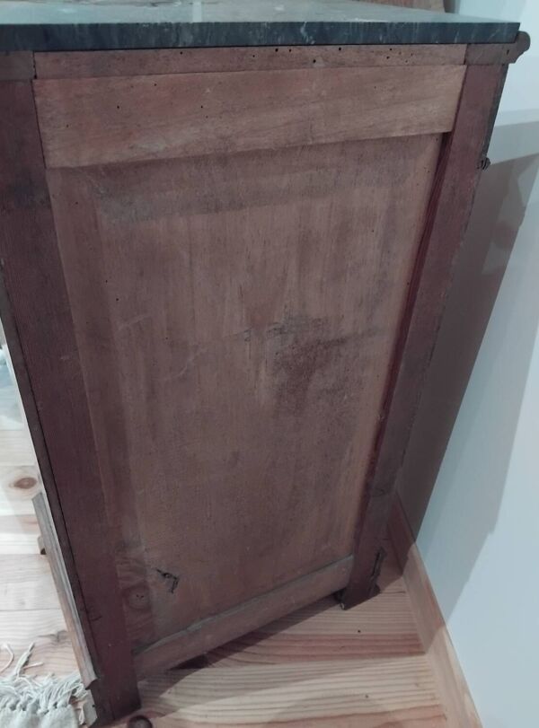 Ancienne table de chevet style Louis Philippe en bois et marbre