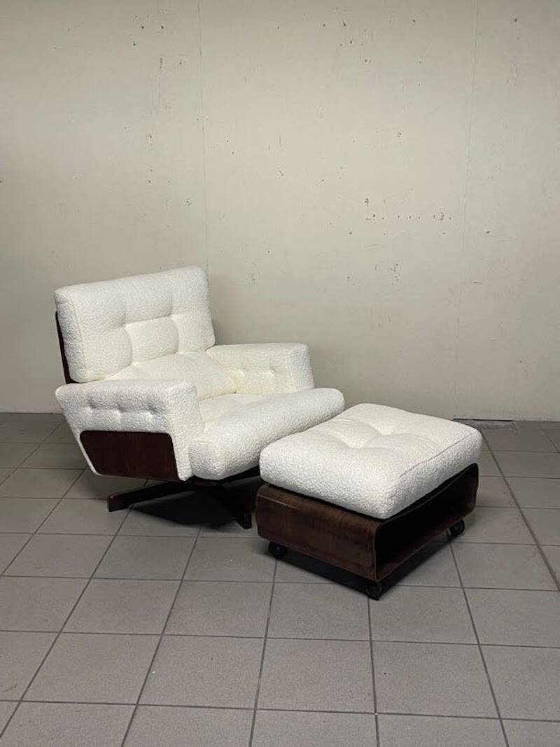 Poltrona 401 con poggiapiedi di Menilio Taro per Cinova, 1964