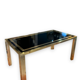 Table de salon en laiton doré et verre noir par le studio mercier pour liwan's