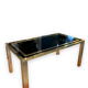 Coffee table in gilded brass and black glass by Studio Mercier for Liwan's
