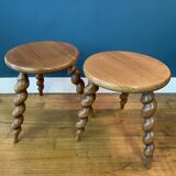 Pair of low tripod stools