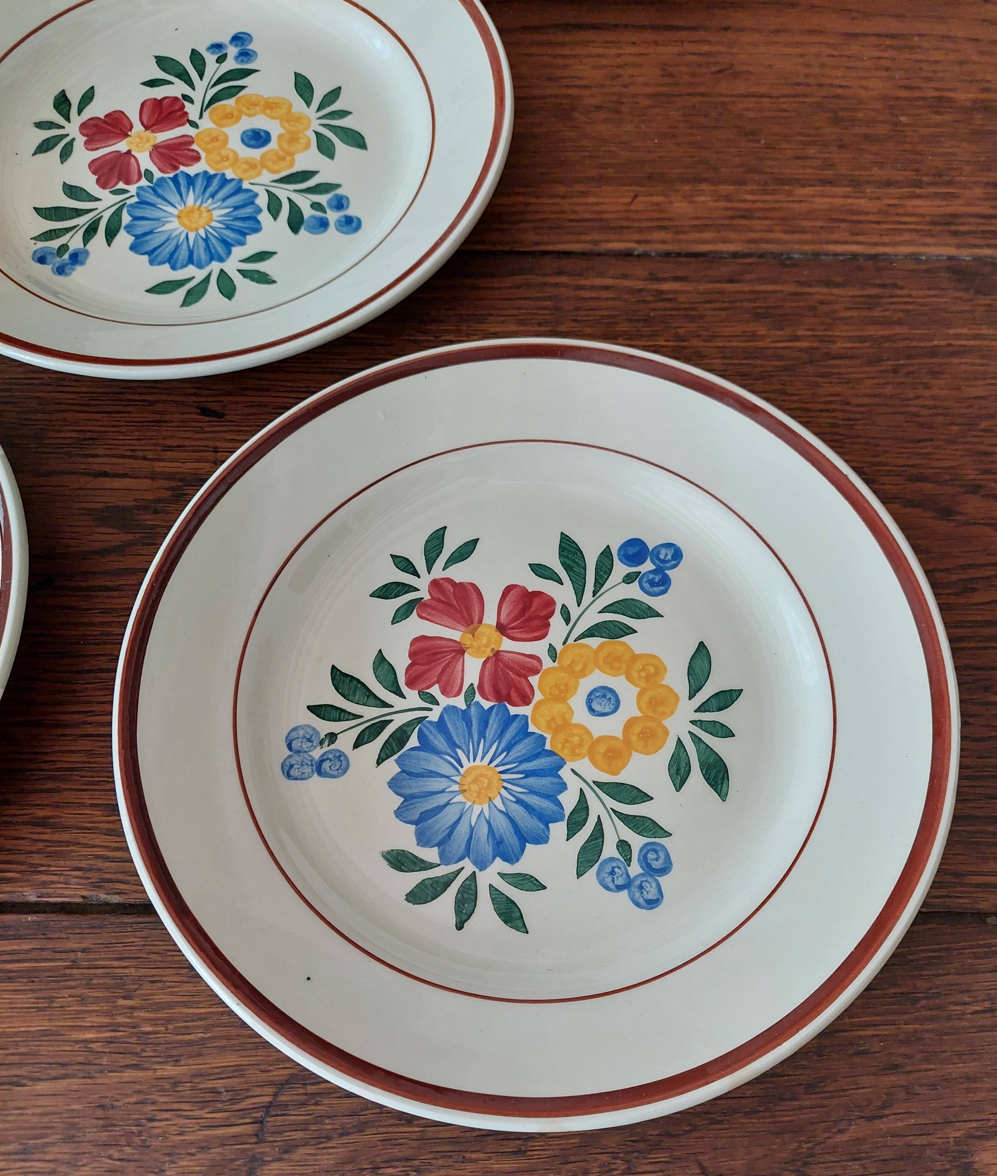 Flat plates set of five hbcm creil montereau decor cote d'argent