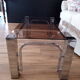 Vintage 70s lounge coffee table chrome-plated base and smoky glass tray