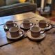 Service of 5 cups and saucers in brown stoneware – 1970s–1980s
