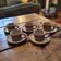 Service of 5 cups and saucers in brown stoneware – 1970s–1980s