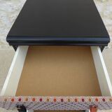 Vintage chest of drawers on wheels with three drawers in faux leather and fabric - Bouto