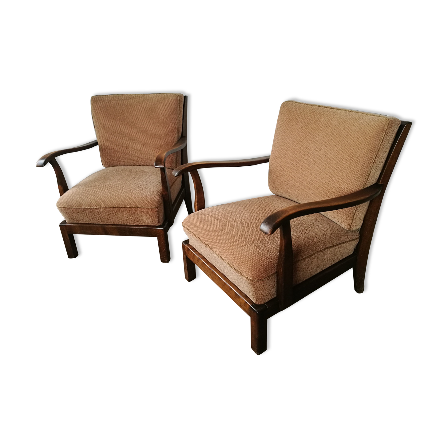 Pair of art deco velvet armchairs